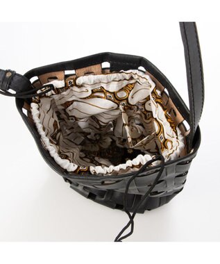 UNBILLION ピークスピーク PEAKS PEAK / 牛革透かし編みメッシュショルダートート ブラック