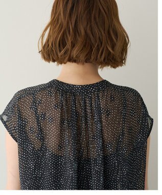 YECCA VECCA シアードット柄ブラウス Black