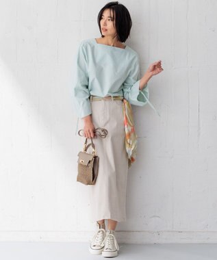 23区 L 【Oggi4月号掲載/洗える】CANCLINI デザインスリーブ ブラウス ミントストライプ