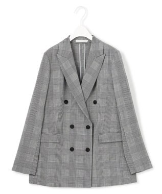 ICB L ウール2WAYストレッチ ダブルブレストジャケット グレンチェック系