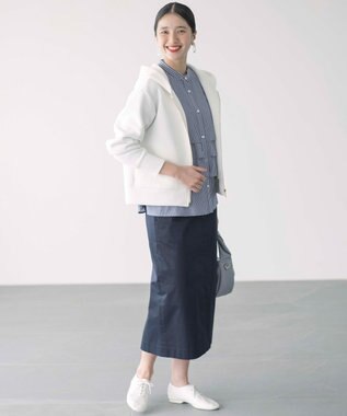 組曲 フード付きバックフリル パーカー オフホワイト系