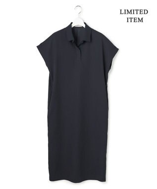 ICB 【先行予約・WEB限定】FluidBackSatin ニット衿シャツワンピース ネイビー