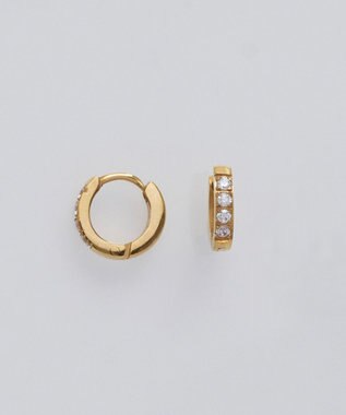 Phoebe 【金属アレルギー対応】ワンタッチビジューフープミニピアス　ゴールド/サージカルステンレス ゴールド