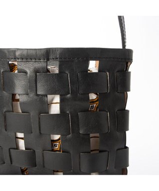 UNBILLION ピークスピーク PEAKS PEAK / 牛革透かし編みメッシュショルダートート ブラック