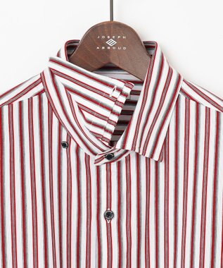 JOSEPH ABBOUD 【ストレッチ・イージーケア】ジャージーストライプシャツ ワイン系1
