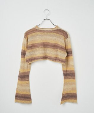 WEGO 段染めボーダーショートニット ブラウン