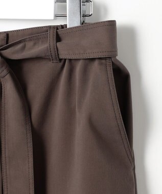 自由区 L ブラッシュドコットンサテンナロー スカート ダークブラウン