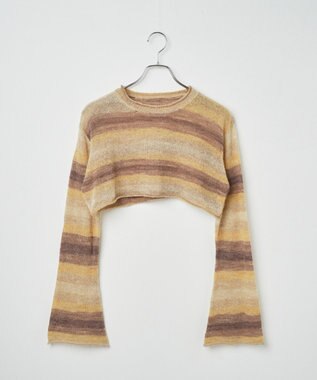 WEGO 段染めボーダーショートニット ブラウン