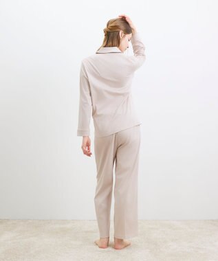 une nana cool 【綿100%】60/1 シルケットスムース 長袖開襟 MADE WITH LIBERTY FABRIC ライトベージュ