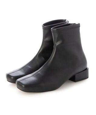 MODE ET JACOMO <carino>【レイン対応】スクエアトゥローヒールブーツ ブラック