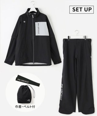 PW CIRCULUS 【 耐水圧20000mm  / レイン対応 】【UNISEX】防水レインウエアセット ゴルフ ブラック系