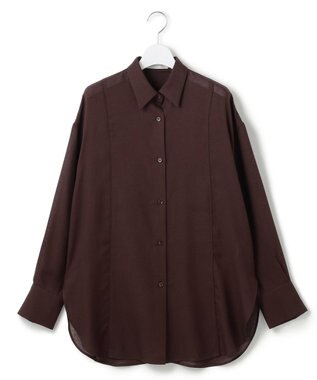 ICB L 【洗える】 シアービエラ デザインシャツ ダークブラウン系