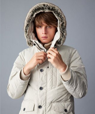 JOSEPH ABBOUD MOUNTAIN  【サスティナブル/ECO撥水/ECOファー/9ポケット/男女兼用】Pe/Nyピーチ ダウンコート アイボリー系