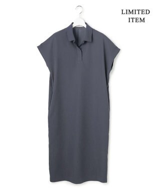 ICB 【先行予約・WEB限定】FluidBackSatin ニット衿シャツワンピース ダルブルー