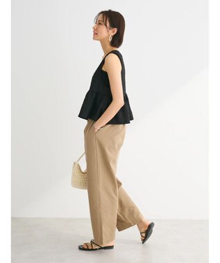 Green Parks ジャガードペプラムＺｉｐベスト Black