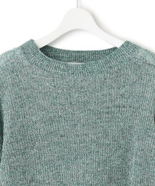 23区 ピュアリネン パフスリーブ ニット ピーコックグリーン系