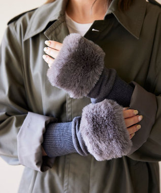 ORuKuBET  フェイクファー付きフィンガーレスグローブ(WOMEN)
