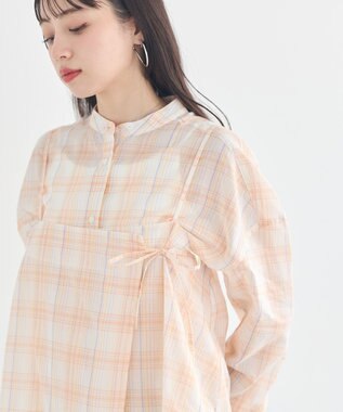 earth music&ecology 【予約】【綿100％】SET2点エプロンライクビスチェ＋シャツ オレンジ