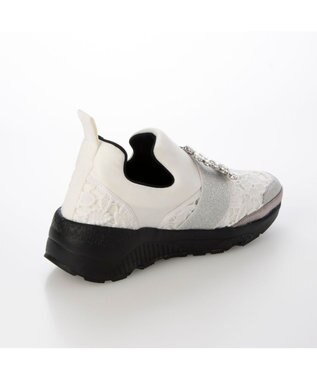 MODE ET JACOMO <carino>ビジューバックル厚底スニーカー ホワイト