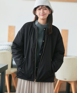 Tiaclasse 【リバーシブル】表裏2WAYベロアキルティングブルゾン ブラック