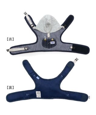 PET PARADISE Lee フード付ハーネス 《ヒッコリー》 ＳＳ ネイビー×ホワイト