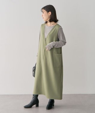 Green Parks 前後２ＷＡＹハーフＺＩＰジャンパースカート Khaki