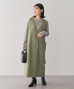 Green Parks 前後２ＷＡＹハーフＺＩＰジャンパースカート Khaki