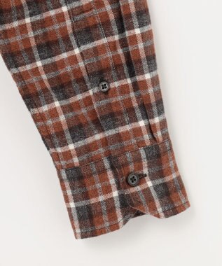 JOSEPH ABBOUD 【オーガニックコットン】スモールチェック フランネルシャツ オレンジ系3