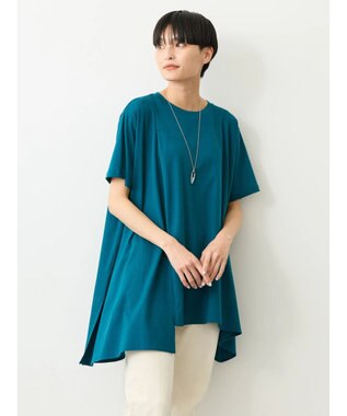 AMERICAN HOLIC キレイｃｏｔｔｏｎ切替ヘムカットチュニック Blue Green