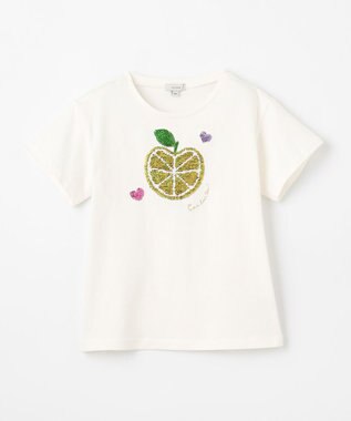 ANY KIDS ミラクルスパンコールTシャツ オフホワイト（りんご×レモン）