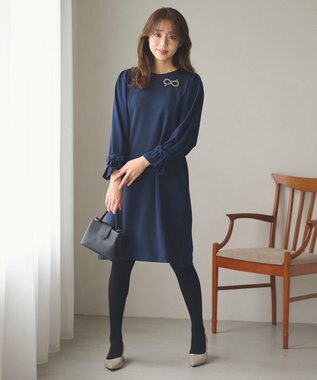 Feroux リボンビジュー ブローチ ブラック系