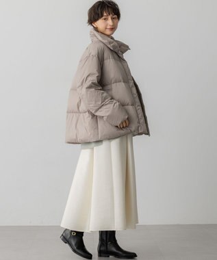 23区 L 【Oggi掲載】シレータフタ ハイネック ショート ダウンコート グレージュ系