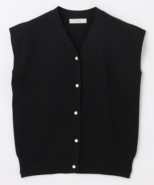 ANY 【洗濯機可】パールポイントフレンチスリーブニット ブラック