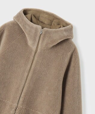 GRACE CONTINENTAL ウールボアムートンフードコート カーキ