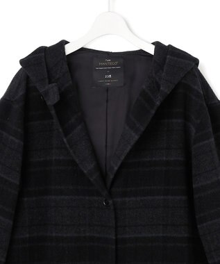 23区 【～8/23まで受注生産/受注限定カラー】MANTECOPureリバーチェック フーデッド ロングコート ブラックチェック系