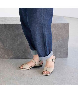 ing <ing>【WEB限定】ウエッジヒールレザーサンダル アイボリー