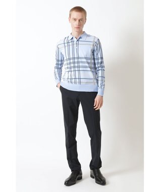 DAKS イノベーション チェック ポロ アクアスカイ