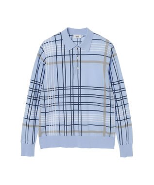 DAKS イノベーション チェック ポロ アクアスカイ