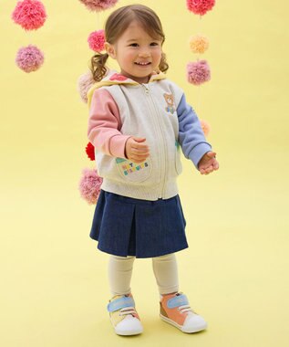 MIKI HOUSE HOT BISCUITS 【80-120cm】マルチカラー 裏毛パイル くまみみパーカー グレー