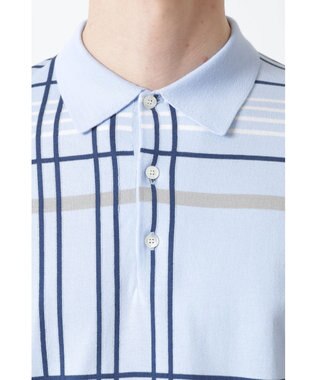 DAKS イノベーション チェック ポロ アクアスカイ