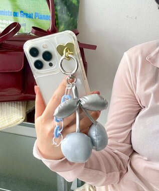 WEGO BIGチェリーチェーンキーホルダー サックス