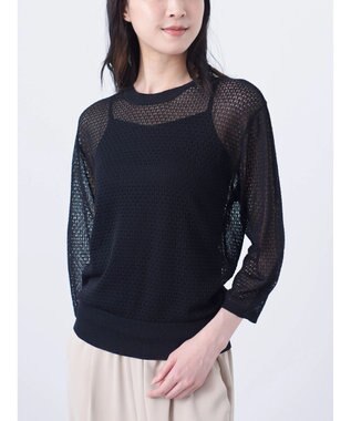 Green Parks ＳＥＴ２点　ラメすかしニット＋キャミソール Black