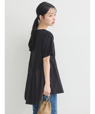 earth music&ecology 異素材チュニックカットソー Black