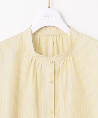 ANY SIS L 【洗える】ラッフルレイヤード ブラウス イエローストライプ