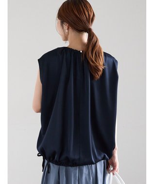 Te chichi サテンサイドリボンブラウス ネイビー