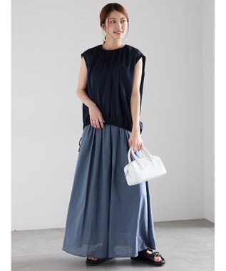 Te chichi サテンサイドリボンブラウス ネイビー