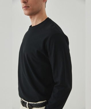 GOTAIRIKU ジャケットのインナーに最適【WEB&一部店舗限定】キレイ目 鹿の子 ビズ長袖Tシャツ ブラック系