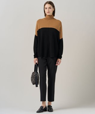 ICB 【洗える】 トリアセボディシェルピーチ スティックパンツ ブラック系