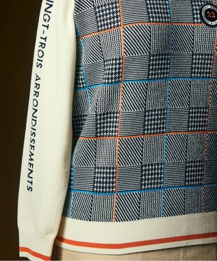 23区GOLF 【WOMEN】チェックジャガード クルーネック ニット ネイビー系3