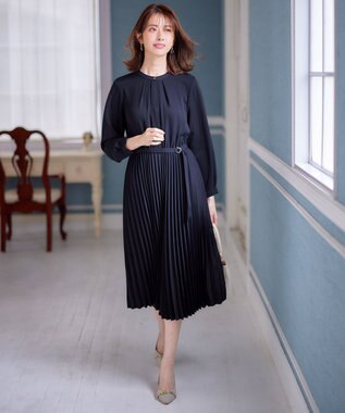 ANY SIS 【AIコラボ】スタンドカラープリーツ ワンピース ネイビー